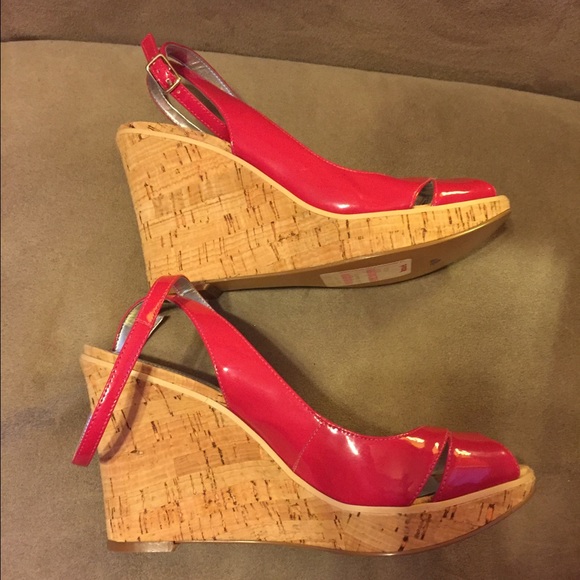 Pink Peep Toe Wedges