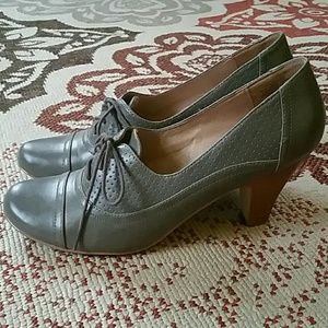 Grey lace up heels
