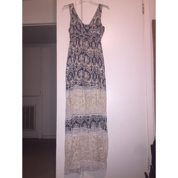 Women's size 12 navy and tan lace dress