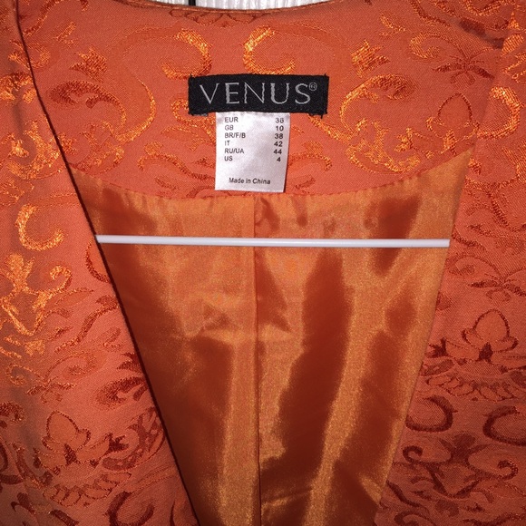 Orange Floral Patterned Blazer Jacket - image 3