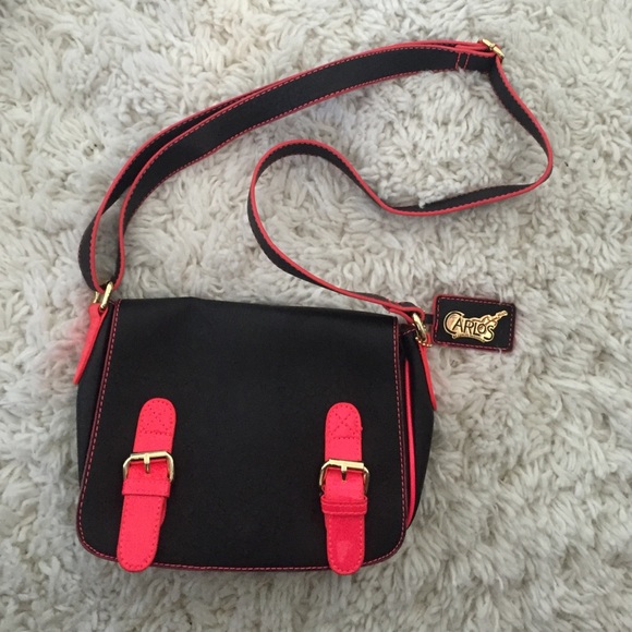 Carlos Sabtana black and neon pink satchel