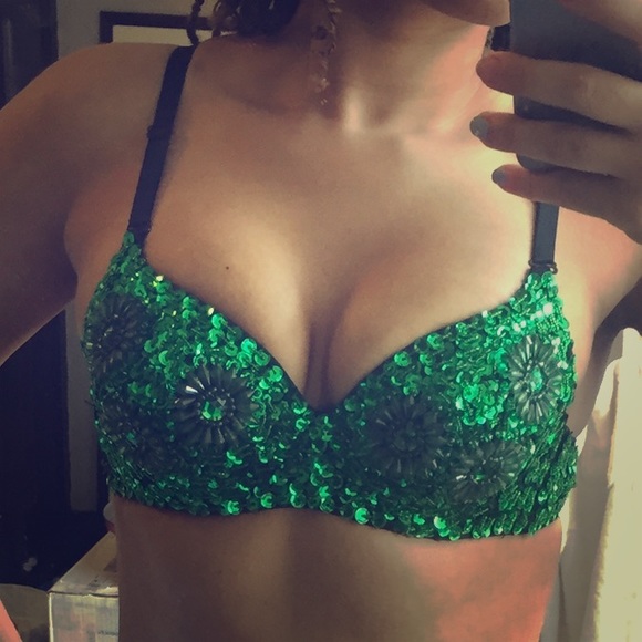 Sequin Bra - Green Floral