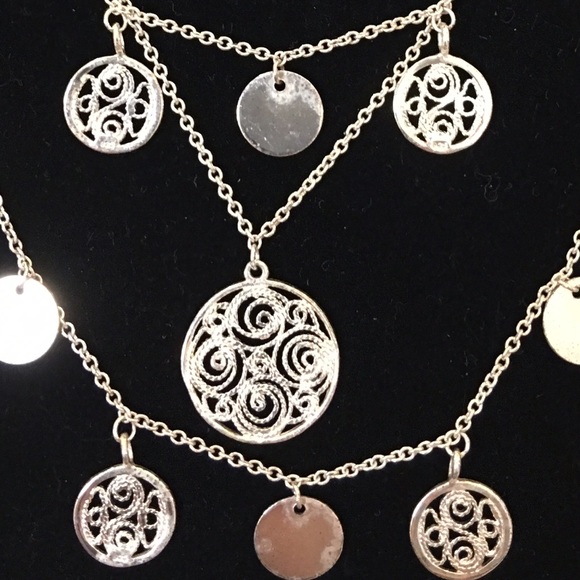 Vtg Gypsy chic .925 ATI layered Sterling necklace OS from Audrey's 