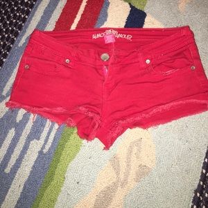 Super short red shorts