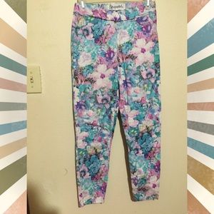 FLORAL PRINT CROPPED JEGGINGS