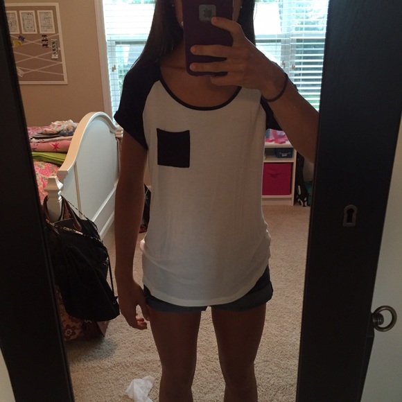 Blue and white short sleeved baseball tee - Picture 3 of 3