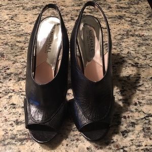 Michael Kors Black Leather Slingback Heels 8.5