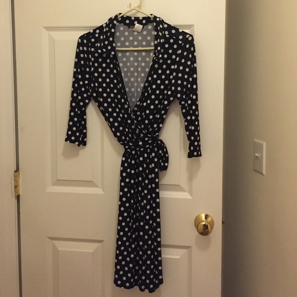 Flattering polka dot wrap dress