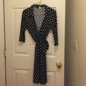 Flattering polka dot wrap dress