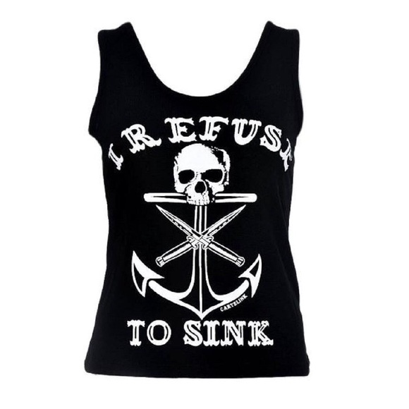 ๐HOST PICK๐I refuse to sink skull black tank top - Picture 2 of 4