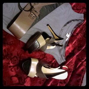 Nine West Grey/ Black Platform Heels