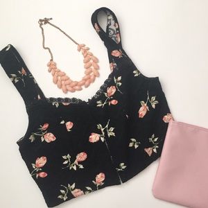 Black and Floral Crop Top