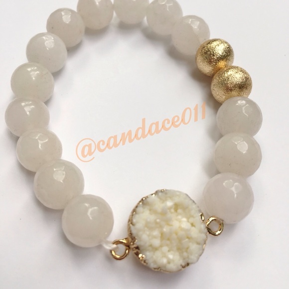 Ivory & Gold Druzy Bracelet - Picture 2 of 4