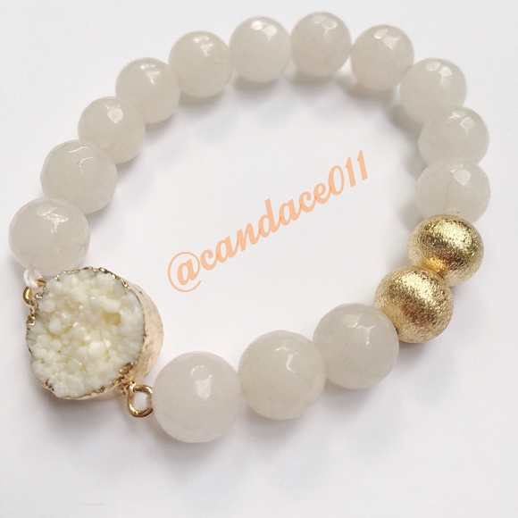 Ivory & Gold Druzy Bracelet - Picture 3 of 4
