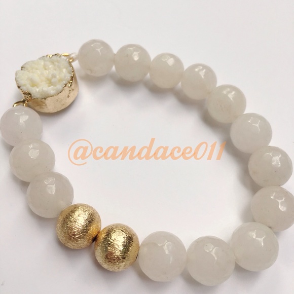 Ivory & Gold Druzy Bracelet - Picture 4 of 4