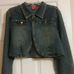 New Blue Jean Jacket rhinestones front and back