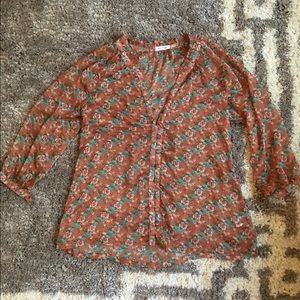 Brown floral blouse