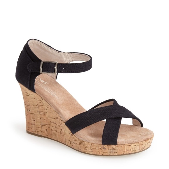 TOMS ANKLE STRAP WEDGES