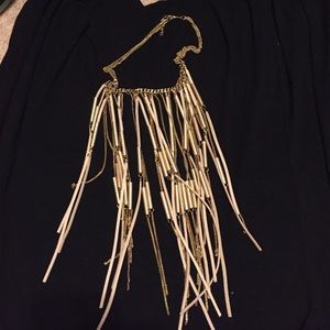 Bronze and tan fringe necklace