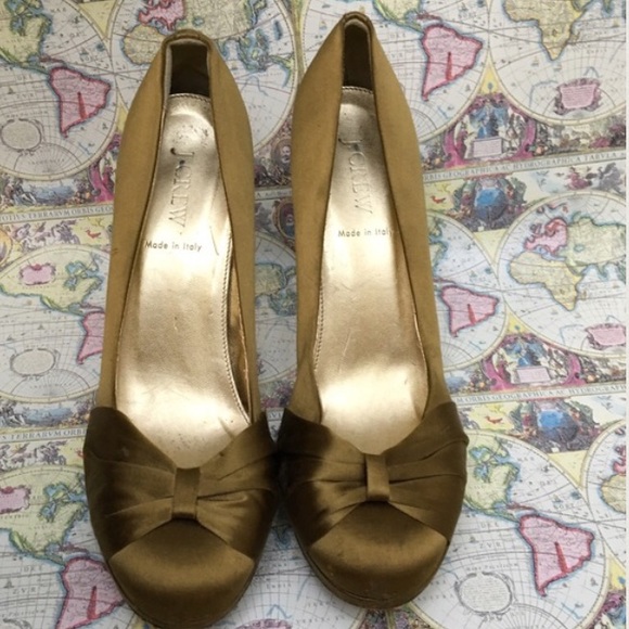 J. Crew Olive Bow Pumps