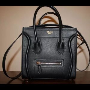 CELINE (Leather black handbag)