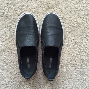 Faux leather slip on sneakers