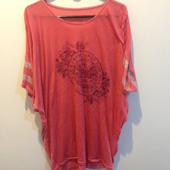 Free People Tops - FREE PEOPLE Coral Rose "320" Thin Tunic Shirt