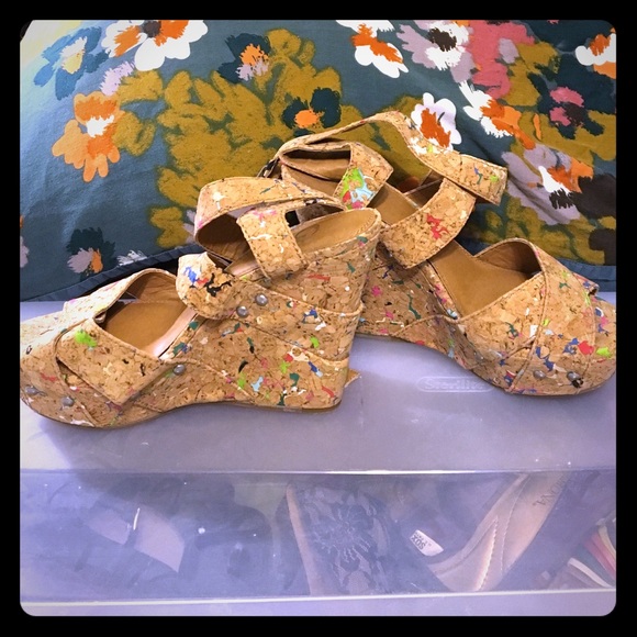 Gianni Bini Rainbow Cork Wedges