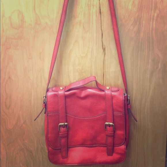SALE Ruby red vegan leather crossbody bag