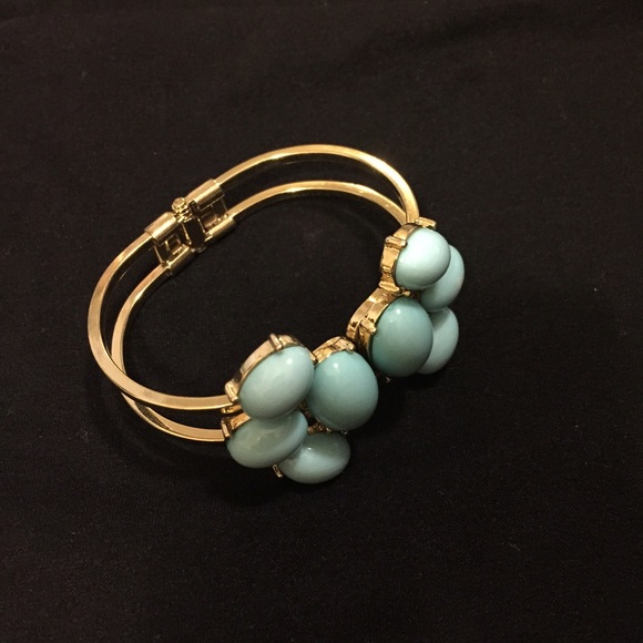 Banana Republic gold and turquoise hinged bracelet