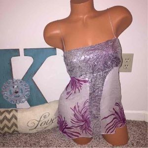 Bebe Bling Floral Tank Top XS