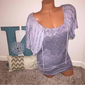 Bebe Gray Blouse Top Small