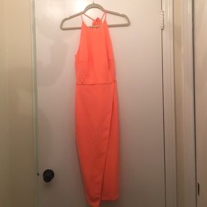 Gianni Bini neon orange midi dress