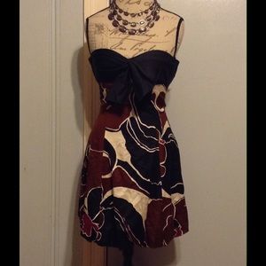 TRINA TURK Black Strapless Flower Bubble Dress