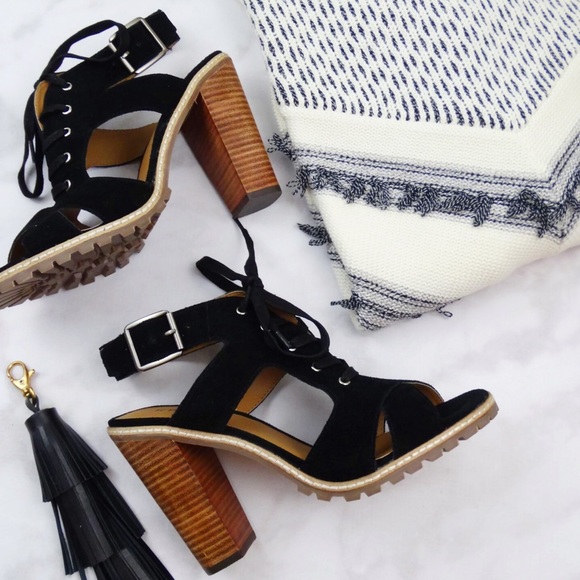 Kelsi Dagger Shoes - Suede Chunky Block Heel Sandals