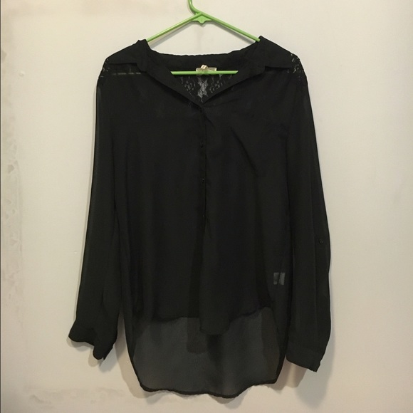 Kirra brand, long-sleeved, black button-up blouse
