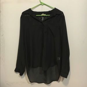 Kirra brand, long-sleeved, black button-up blouse