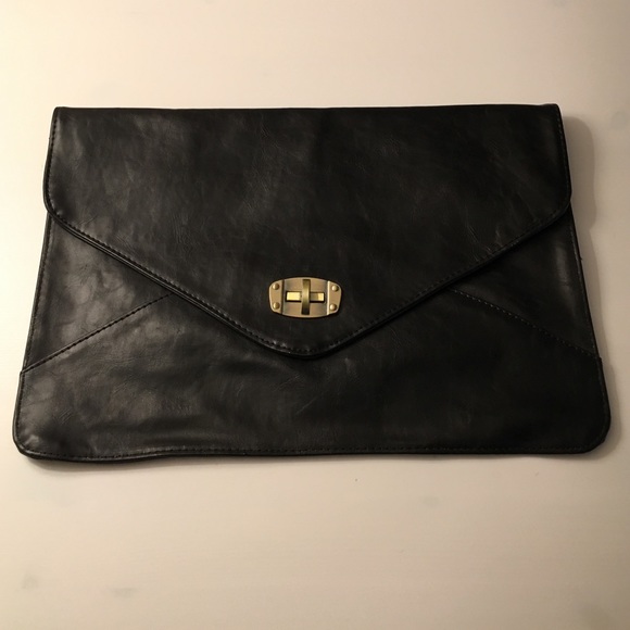 Black pleather envelope clutch