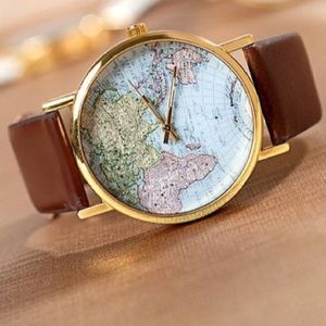 Brown/Gold Map Watch