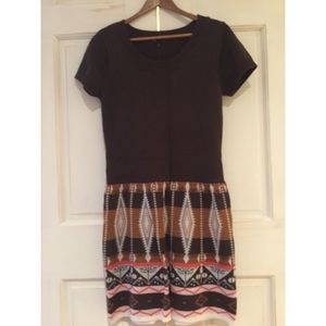 Brown and white sweater dress