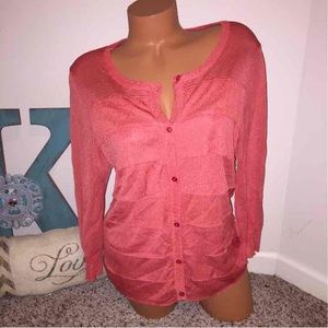 Talbots Coral Cardigan Sweater Top Large
