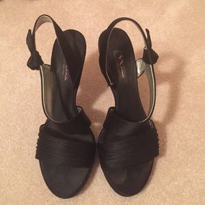 Strappy satin black heels by Nina