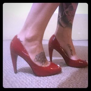 Marc Fisher Red PeepToe Pumps