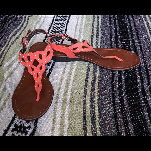 Coral Suede-Like Sandals
