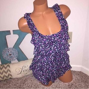 Express Floral Ruffle Tank Top Small
