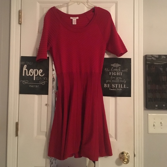 red winter sweater dress