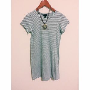 White and grey striped tshirt dress