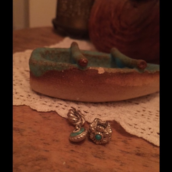 Pandora Turquoise Flower and Evil Eye Charm Set