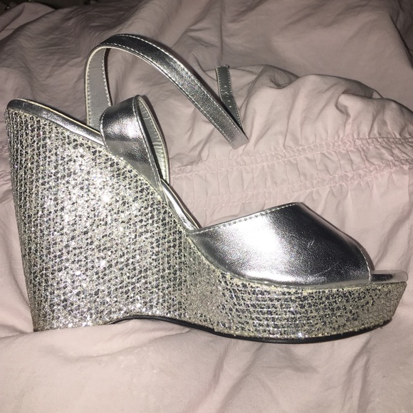 Sparkly silver heels