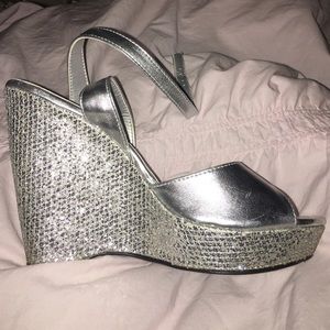 Sparkly silver heels